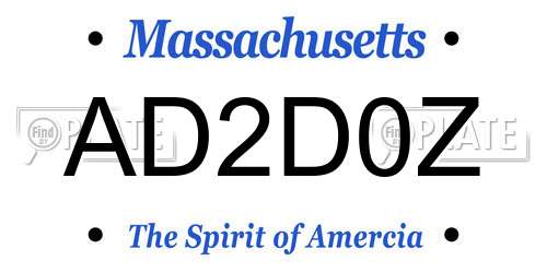 AD2D0Z Massachusetts License Plate