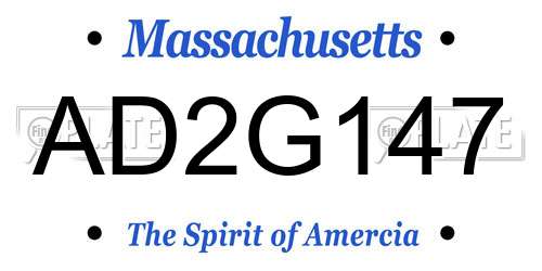 AD2G147 Massachusetts License Plate