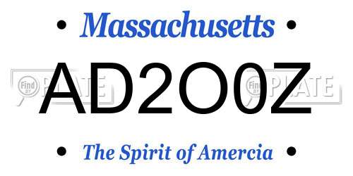 AD2O0Z Massachusetts License Plate