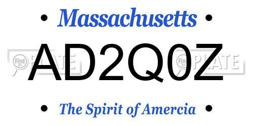AD2Q0Z Massachusetts License Plate