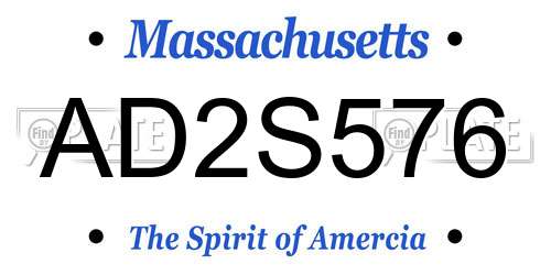 AD2S576 Massachusetts License Plate