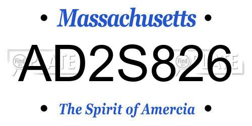 AD2S826 Massachusetts License Plate