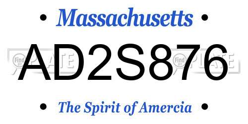 AD2S876 Massachusetts License Plate