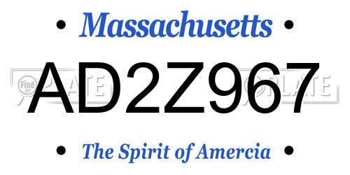 AD2Z967 Massachusetts License Plate