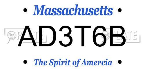 AD3T6B Massachusetts License Plate