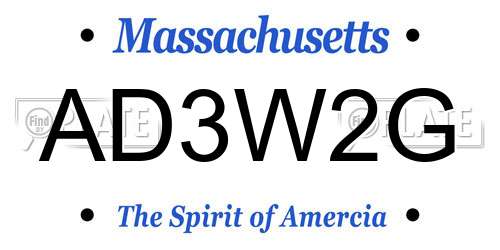 AD3W2G Massachusetts License Plate