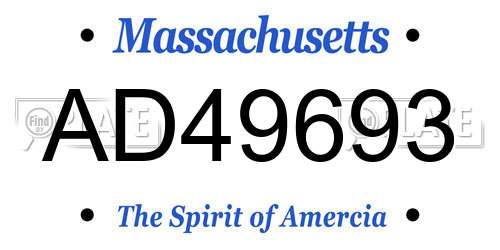 AD49693 Massachusetts License Plate