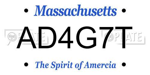 AD4G7T Massachusetts License Plate
