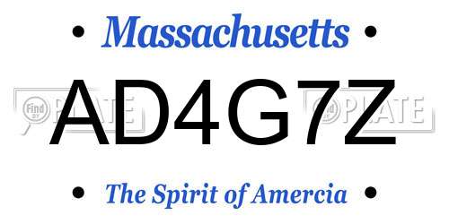 AD4G7Z Massachusetts License Plate