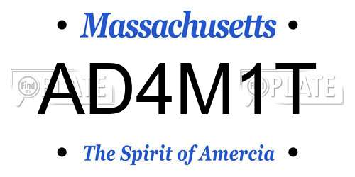 AD4M1T Massachusetts License Plate