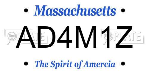 AD4M1Z Massachusetts License Plate