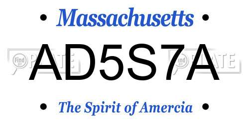 AD5S7A Massachusetts License Plate