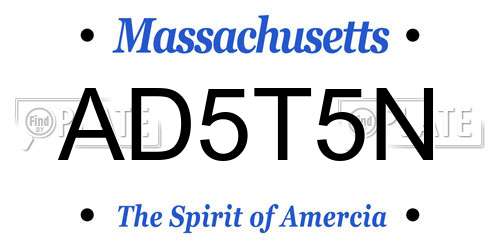 AD5T5N Massachusetts License Plate