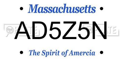 AD5Z5N Massachusetts License Plate