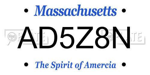 AD5Z8N Massachusetts License Plate