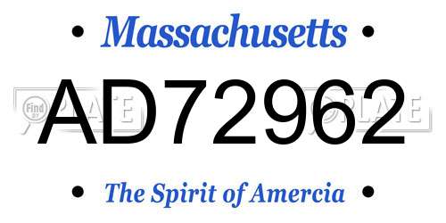 AD72962 Massachusetts License Plate