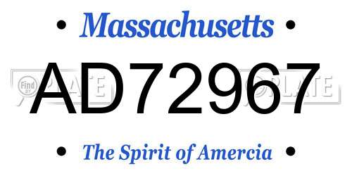 AD72967 Massachusetts License Plate