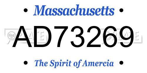 AD73269 Massachusetts License Plate