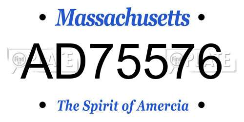 AD75576 Massachusetts License Plate
