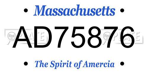 AD75876 Massachusetts License Plate