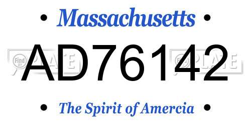 AD76142 Massachusetts License Plate