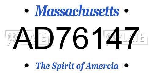 AD76147 Massachusetts License Plate