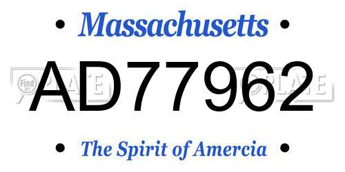 AD77962 Massachusetts License Plate