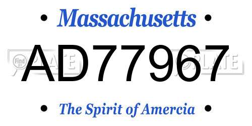AD77967 Massachusetts License Plate