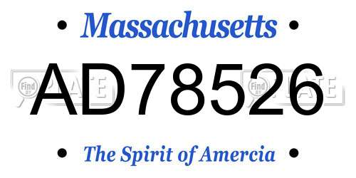 AD78526 Massachusetts License Plate
