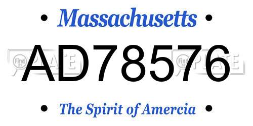 AD78576 Massachusetts License Plate
