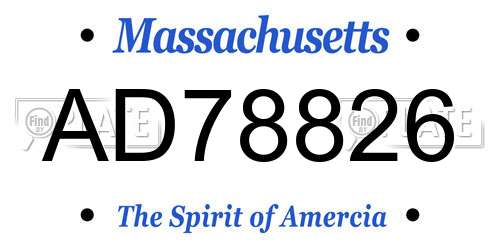 AD78826 Massachusetts License Plate