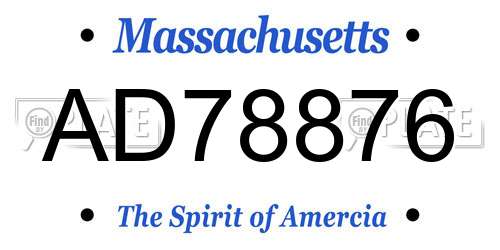 AD78876 Massachusetts License Plate