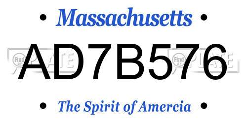 AD7B576 Massachusetts License Plate