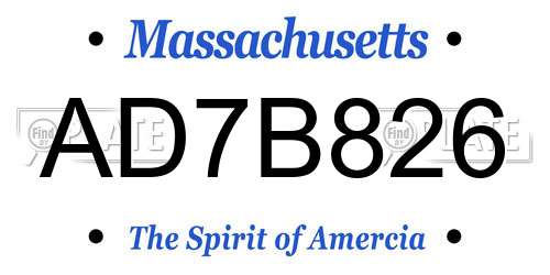 AD7B826 Massachusetts License Plate