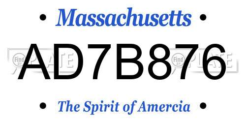 AD7B876 Massachusetts License Plate