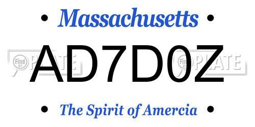 AD7D0Z Massachusetts License Plate