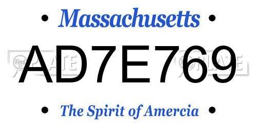 AD7E769 Massachusetts License Plate