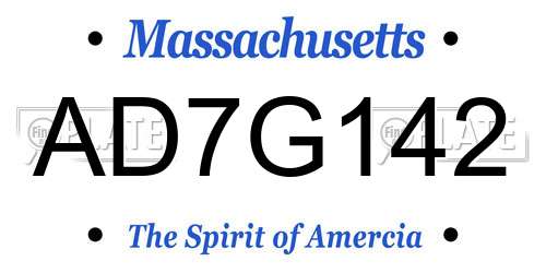AD7G142 Massachusetts License Plate