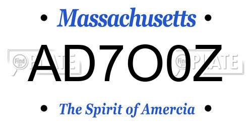 AD7O0Z Massachusetts License Plate