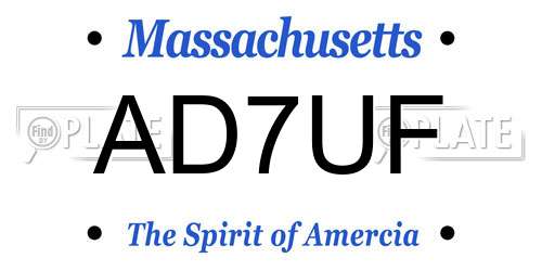 AD7UF Massachusetts License Plate