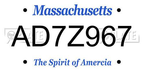 AD7Z967 Massachusetts License Plate