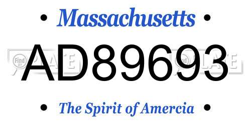 AD89693 Massachusetts License Plate
