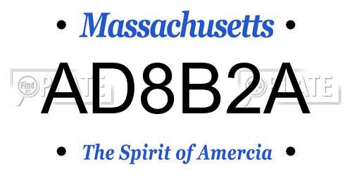 AD8B2A Massachusetts License Plate