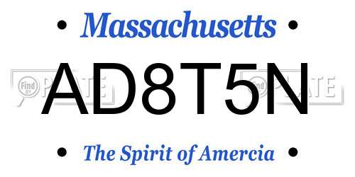 AD8T5N Massachusetts License Plate