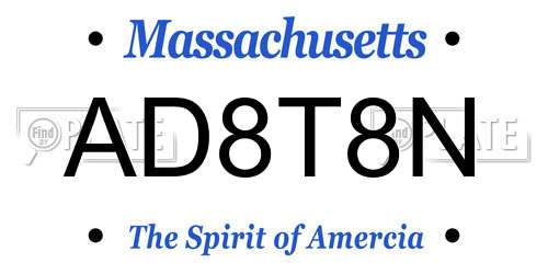 AD8T8N Massachusetts License Plate
