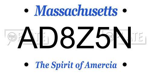 AD8Z5N Massachusetts License Plate