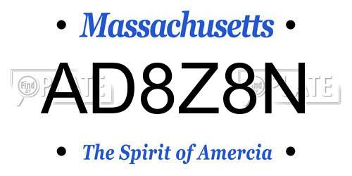 AD8Z8N Massachusetts License Plate