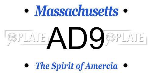 AD9 Massachusetts License Plate