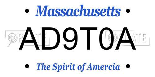 AD9T0A Massachusetts License Plate