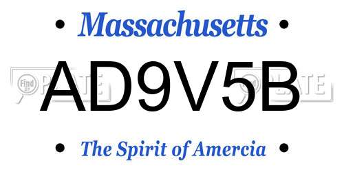 AD9V5B Massachusetts License Plate